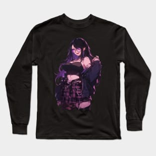 Gothic Japanese Anime Girl Violet Long Sleeve T-Shirt